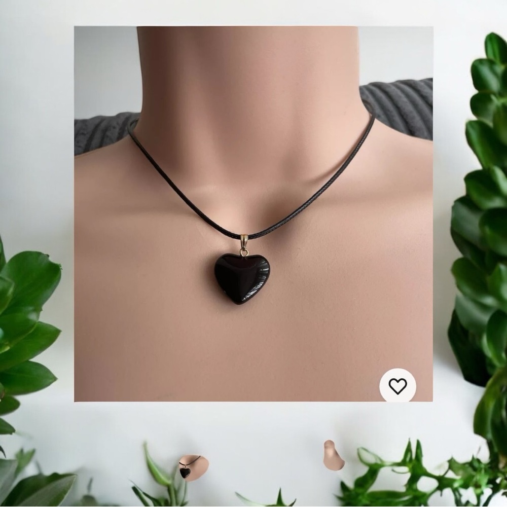 Boho handcrafted jewelry brown color Pendant heart shaped with leather strap